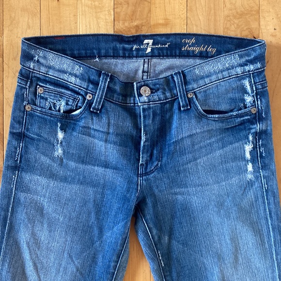 😎7 For All Mankind Crop Straight Leg Cuffed Jeans low rise - Picture 3 of 6